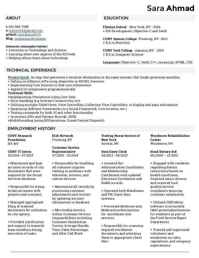 ios developer resume