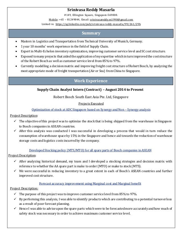 srinivasa reddy supply chain analyst resume srinivasa reddy masarla 149 ellington square singapore 569008 - Supply Chain Analyst Resume srinivasa reddy supply chain analyst resume srinivasa reddy masarla 149 ellington square singapore 569008 - Supply Chain Analyst Resume