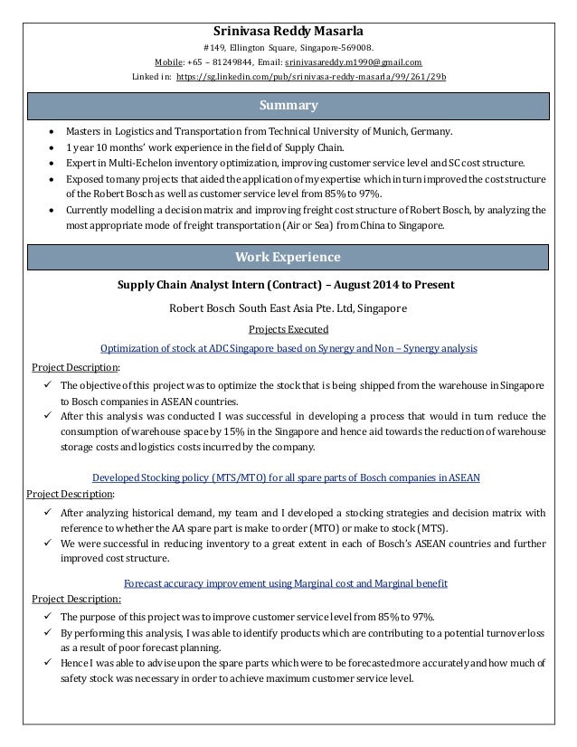 Srinivasa Reddy-Supply chain Analyst-Resume