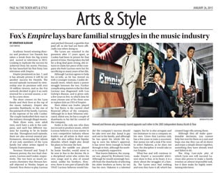 Arts & StyleArts & Style
JANUARY 26, 2015PAGE 16 ITHETICKER ARTS & STYLE
BY JONATHAN ALBUJAR
STAFFWRITER
Academy Award-winning direc-
tor and producer Lee Daniels has
taken a break from the big screen
and moved to television in 2015.
Looking to replicate the success he
achieved from his movie Precious,
he has launched his first foray into
television with Empire.
Empire premiered on Jan. 7, and
it has already proven it will be yet
another success for Daniels. The
second episode increased its view-
ership over its premiere with over
10 million viewers, and so the Fox
network decided to give it an early
renewal for a second season, a rar-
ity for a new show.
The show centers on the Lyon
family and their lives at the top of
the music industry. Empire also
provides flashbacks to the rise of
the patriarch of the family, Lucious,
at the expense of his wife Cookie.
The couple bankrolled their start in
the industry through illegal means.
Their three sons, now adult
men, each have a role in the com-
pany, and each has different rea-
sons for wanting to be its leader
one day. Throughout each episode,
there are also several musical per-
formances, showcasing the talents
of not only members of the Lyon
family but other artists signed to
Empire Entertainment.
Terrence Howard and Taraji P.
Henson portray the two lead char-
acters, Lucious and Cookie, respec-
tively. The two have so much on-
screen chemistry that Henson her-
self objected to Wesley Snipes as
Daniels’ first choice to play Lucious
and pitched Howard, a gamble that
paid off, as she had not been offi-
cially cast when doing so.
The Lyons are reunited in the
premiere after 17 years apart, as
Cookie had been in prison for that
period of time. Having taken the fall
for a drug deal gone wrong, she re-
turns to claim her piece of the com-
pany she feels Lucious owes her for
sacrificing so many years of her life.
Although Lucious agrees to help
his ex-wife, as he has moved on
with a younger woman, Cookie de-
mands more, which starts a power
struggle between the two. Further
complicating matters is the fact that
Lucious was diagnosed with Lou
Gehrig’s disease, and is given only
a few years to live, in which time he
must choose one of his three sons
to replace him as CEO of Empire.
Their eldest son Andre, played
by Trai Byers, is the current chief
financial officer of the company.
Although he is their Wharton-edu-
cated, eldest son, he has a couple of
drawbacks to his bid for control of
the company.
Andre is the only son who does
not record or produce music, which
Lucious believes is a non-starter in
a very competitive industry whose
leaders are all artists in their own
right. He also suffers from bipolar
disorder, which might also derail
his plans to become the heir.
Jamal, the middle son played
by Jussie Smollet, would seem to
be next in line to the throne. He is
a disciplined artist who writes his
own songs and is also of sound
mind, unlike his brothers. How-
ever, there is one part of Jamal’s life
THAT Lucious believes would hin-
der the company’s success should
he take over one day: Jamal is gay
and out to his family, and although
he has spent his whole life try-
ing to earn his father’s approval,
it has never been enough to break
through to him, although his moth-
er is completely supportive.
That leaves Hakeem, the young-
est son, played by Brysheere Grey.
Although he would seemingly ben-
efit from the drawbacks of selecting
his older brothers as heirs, he too
has his own. Hakeem is a talented
rapper, but he is also arrogant and
too immature to run a company on
his own. Given that Lucious only
has a few years to train a successor,
that seems too tall a task if he were
to select Hakeem, as he does not
have the discipline it would take to
run Empire.
What has and will continue to
make Empire a successful televi-
sion show is that, at its heart, it is a
show about the struggles of a fam-
ily. The Lyons once had nothing
and now they have it all, which has
created huge rifts among them.
Although they all make ques-
tionable decisions, you cannot
help but root for them as a unit and
hope one day they can all sit down
and enjoy a simple dinner together,
something they have already tried
and failed to do.
The King Lear-style plot of
which Lyon son will succeed Lu-
cious also proves to make a family
reunion an almost impossible task,
but it does make for highly enter-
taining television.
BY LUIS LUCERO
STAFFWRITER
One of the most enduring parts
of 1990s pop culture was the vid-
eo game console wars between
the Sega Genesis and the Super
Nintendo Entertainment System
(SNES). In many ways, the mod-
ern video game industry and fan
community was molded from the
battles waged between both com-
panies.
However, as Blake J. Harris ex-
plains in his debut book Console
Wars: Sega, Nintendo, and the
Battle that Defined a Generation,
the Sega vs. Nintendo generation
was quite possibly the tech world’s
quintessential David and Goliath
story, if there ever was one.
For most of the book, Harris fo-
cuses on the American branch of
Sega and an executive named Tom
Kalinske. Kalinske, something of
a maverick officer of toys, became
CEO of the company’s struggling
American division shortly after the
launch of the Genesis in 1990.
While he knew practically noth-
ing about video games upon join-
ing the company, Kalinske soon as-
sembled a team in the offices that
aimed to achieve the impossible
goal of releasing Nintendo’s stran-
glehold on the U.S. game market.
While Sega of America is giv-
en center stage, several chapters
are dedicated to the Nintendo of
America’s side of the story. Follow-
ing a brief recap of how the com-
pany took the video game world by
storm, Harris shows how Nintendo
of America dealt with the impend-
ing threat of the Genesis and their
aggressive mudslinging campaign
against them.
Console Wars also references
Sony and its early attempts at
partnering with both Nintendo
and Sega to produce a CD-based
game console, the PlayStation. In-
deed, the PlayStation was the very
console that eventually took down
both companies.
Although many of the stories
and facts have already been told in
various gaming publications and
websites, Harris manages to take a
lot of this existing information and
adapt it in a way that makes it ap-
pealing both to gamers and any cu-
rious passers-by.
Rather than presenting it as yet
another historical analysis of video
games that can easily be found on-
line, Harris decides to angle Con-
sole Wars as a business-oriented,
technological thriller novel that
does to Sega what The Acciden-
tal Billionaires did to Facebook or
Moneyball did for the 2002 Oak-
land Athletics. This approach al-
most makes the book read like the
script for a movie or a television
mini-series.
While this is a very fascinating
look into a memorable part of ’90s
culture, the book does feel like it
both stops short and drags on at
times. Several chapters in Con-
sole Wars could have either been
trimmed down or dropped entirely
since they do not seem to add all
that much to the overall narrative
of competition. One such example
is the chapter that deals with Sega
of America trying to get third-party
companies to break their exclusiv-
ity with Nintendo and also make
games for the Genesis. Although
this makes for some interesting
conflict, ultimately it drags on to
the point of tedium.
As previously mentioned, Nin-
tendo’s role in the console wars
were relegated to just a few chap-
ters. While this is good execution
in terms of tone, there were several
other stories from pre-SNES days
at the company that would have
added a more balanced look at the
console wars, such as how the com-
pany first reacted to the Sega Mas-
ter System in the face of the original
Nintendo Entertainment System.
Though Harris clearly intended
for the timeline of the book to be
roughly 1990-1996, one cannot
help but feel that Harris should
have focused more on the eventual
downfall of Sega.
While he did zero in on the in-
ternal struggles between Sega of
America and Sega of Japan, which
played a key role in the company’s
fall from grace, it would have been
nice if the company’s two post-
Genesis consoles—the Saturn and
Dreamcast—were also highlighted.
Then again, there is always the pos-
sibility of some sort of follow-up
book from Harris that covers this
subject.
One of the biggest surprises
to hit bookshelves so far, Harris
has seemingly paved the way for
more books on the history of video
games to hopefully be published.
And for those who still want more
after checking this book out, there
is both a companion documentary
being produced by Harris and a
script for a feature film adaptation
is being written by Seth Rogen and
Evan Goldberg for Sony Pictures.
Console Wars details merciless rivalry between Sega and Nintendo
WWW.HITFIX.COM
Howard and Henson also previously starred opposite each other in the 2005 independent drama Hustle&Flow.
Fox’s Empire lays bare familial struggles in the music industry
MIA CARABALLO |THETICKER
Though ConsoleWars is a whopping 576 pages, Harris spends most of it of talking about Sega’s struggles rather than Nintendo’s.
BlakeJ.Harrisexplainsinhis
debutbookConsoleWars:
Sega,Nintendo,andtheBattle
thatDeﬁnedaGeneration,the
Segavs.Nintendogeneration
wasquitepossiblythetech
world’squintessentialDavid
andGoliathstory,ifthereever
wasone.
 