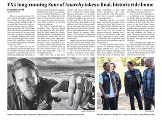THETICKER ARTS & STYLE I PAGE 19DECEMBER 8, 2014
BY JONATHAN ALBUJAR
CONTRIBUTINGWRITER
After seven seasons, Sons of An-
archy will air its highly anticipated
series finale. Sons of Anarchy pre-
miered on Sept. 3, 2008, on the FX
network. Kurt Sutter, who was pre-
viously a writer, director and pro-
ducer for another hit FX television
show, The Shield, created the show.
Over the course of its seven-year
run, Sons of Anarchy became the
FX network’s highest-rated show
ever, surpassing previous record-
holder The Shield in its third sea-
son and averaging almost 5 million
viewers per week.
The show centers on the fic-
tional Redwood chapter of the Sons
of Anarchy Motorcycle club, head-
quartered in the fictional town of
Charming, California. The club, re-
ferred to frequently by its anagram,
SAMCRO, has chapters in many cit-
ies across the United States as well
as overseas. The club protects the
town of Charming through what-
ever means necessary and also as-
sists fellow members of the club
whenever necessary.
The club is originally led by
President Clay Morrow, played
by Ron Perlman, and Vice Presi-
dent Jax Teller, played by Charlie
Hunnam. Teller’s father John first
founded the motorcycle club in
the 1960s along with eight other
men, known as “The First 9,” which
Morrow is also a member of. Af-
ter John’s death under mysterious
circumstances, revealed later in
the show, Morrow takes over as its
leader and picks John’s son to be
his righthand man.
Clay’s wife, who is also Jax’s
mother and John’s widow Gem-
ma is portrayed by Katey Sagal.
Gemma, although not a member
of the club, plays a central role in
the plot throughout the series. As
mother and wife to the two lead-
ers of the club, she wields a lot of
influence over the decisions made
by the club and looks out for the
best interest of her family. Gemma
also wields influence over Wayne
Unser, played by Dayton Callie.
Unser is the sheriff of Charming
and has been friends with Gemma
for decades.
Maggie Siff and Drea de Matteo
as Tara Knowles and Wendy Case
play the other two women in Jax’s
life. Wendy is Jax’s first wife and the
mother of his first child, Abel.
They have since divorced amid
Wendy’s continued drug abuse
and lack of care for her child.
Tara, meanwhile, is Jax’s high
school sweetheart, who reap-
pears in his life in the first season,
and who he slowly rekindles a
relationship with.
Rounding out the rest of the
main cast are the members of the
motorcycle club. Mark Boone Ju-
nior plays Bobby Munson, one of
the only even-tempered mem-
bers of the cub who is also its
treasury secretary, keeping its re-
cords and finances in order. Alex
Trager, portrayed by Kim Coates,
is originally the sergeant-at-arms
of the club and extremely loyal to
Clay Morrow.
The only two non-white Ameri-
cans in the SAMCRO chapter are
Chibs Telford and Juice Ortiz,
played by Tommy Flanagan and
Theo Rossi. Chibs is from Ireland,
where the Sons of Anarchy have
chapters. Ortiz is of mixed Latino
and African American descent.
Sons of Anarchy’s staying pow-
er is attributed to its strong focus
on family and, by extension, the
brotherhood displayed among the
members of the club. The char-
acters on this show often choose
less than ethical means to solve
problems for one another, but their
hearts are often in the right place,
and the audience can relate to
them. The action scenes and strug-
gle between outlaws and author-
ity figures also appeal to lovers of
the genre.
Sons of Anarchy fans might not
be saying farewell to SAMCRO after
the final episode airs. Kurt Sutter
has stated he is in talks with FX to
create a Sons of Anarchy prequel
set in the 1960s featuring the birth
of the motorcycle club.
FX’s long-running Sons of Anarchy takes a final, historic ride home
Hunnam, a British actor born in Newcastle, England, prefers to travel only by means of motorcycle in his own life.
WWW.SCREENRANT.COM
Coffee @ 6 plays host to
talents of Baruch
BY CALVIN RONG
PHOTOGRAPHY EDITOR
Theearthyaromaofcoffeefloats
throughout the room, mingling
and mixing with the sweet scent
of waffles and syrup. The two con-
trasting bouquets combine with
the display of fresh fruit to create
a medley of gourmet proportions.
The only thing warmer than the
coffee is the crowd; the crowd of-
fers their ear and heart to the artist
utters. They give a salvo of applause
to both congratulate and thank the
artist for their performance. This is
Coffee @ 6, a room full of people
gathered to join in and share the
human experience of art.
What at first might seem like
some bohemian cafe is Coffee @
6, an open mic event hosted by Ba-
ruch College’s own literary maga-
zine, Encounters. Encounters pub-
lishes the artistic and literary works
of Baruch students each semester.
This biannual event is fan favorite,
drawing large crowds year after
year. The event attracts so many
people, in fact, that the small TV
room is quickly filled to standing
room only.
However, students come for far
more than just the delicious waf-
fles and coffee. Indeed, the event
boasts a wide range of perfor-
mances. Every year students may
sign up and perform in any way
they please.
With such a warm and wel-
coming audience, this event is
perfect for veteran wordsmiths
and fledgling artists alike. Ev-
ery performer stepped up to
the stage with a confidence that
can only be gained through
rigorous rehearsal.
Some musicians preferred to
sing their covers of popular songs
while others performed original
material. From the smoothing
voice of Taylor Higgs to the ener-
gizing performance by Jeremiah
Mallari, to the provocative display
by Eileen Makak and the enchant-
ing aria by Sophia Kapitan, the
lineup had something to appeal
to everyone.
These performers went beyond
simply engaging in a reenactment
of set steps; they bled their hearts
and invited the room to share in
the medium they loved. Whether it
was song or prose, the energy they
produced was captivating. Mentor
of the Baruch Toastmasters Bobby
McFerrin told a moving story about
holding a child. It was hard for even
the least-maternal members of the
crowd to not be touched.
After the scheduled lineup was
finished, the floor was opened to
anyone who wanted to perform.
This was the perfect opportu-
nity for shy artists to put them-
selves out there or for someone
to test their new material to a
welcoming crowd.
When asked about how this
event started, Crystal Zheng, busi-
ness manager of Encounters, said,
“Coffee @ Six started between En-
counters and a USG representative,
Jordan Bonet, [though] he’s long
graduated by now. We wanted to
collaborate together to show that
Baruch has a more creative side.
Because when you think of Ba-
ruch, you think business … but this
event, which always has a major
turnout, shows you how creative
Baruch can be. “
Be sure to not miss this event
next semester.
AC/DC’s Rock or Bust tops the charts
BY LUIS LUCERO
STAFFWRITER
Earlier this year, AC/DC an-
nounced that one of their original
members, rhythm guitarist and
backing vocalist Malcolm Young,
would be forced to take permanent
medical leave from the band short-
ly before recording started on their
first studio album in six years, Rock
or Bust.
The band members found
themselves faced with a similar sit-
uation when the legendary Back in
Black album was recorded after the
death of original vocalist Bon Scott
in 1980. With this new album, how-
ever, AC/DC is out to show once
again that they can still rock out in
the face of tragedy.
The album clocks in at 35 min-
utes. At first glance, this makesRock
or Bust look more like a glorified EP
than a full-length studio album, but
the run time actually feels perfect
since there are no filler songs.
As far as lyrics go, AC/DC will
probably never deviate from their
tradition of writing songs about
sex, violence and rock ‘n’ roll. Some
may expect the band pay some kind
of subtle tribute to Young the same
way that Back in Black’s title track
and “Have a Drink on Me” saluted
Scott. However, the title track “Rock
or Bust” is the band’s way of saying
that the internal problems will not
stop them from rocking on. The
song is simply about the band get-
ting hyped up for a rock concert:
“We turn the amps up high/the
crowd’s gonna hit the sky.”
The closest that AC/DC gets to
tackling this tricky subject is in the
song “Hard Times,” and even then it
ends on a high note with a promise
to overcome the blues. Every other
track treads familiar ground such as
girls, having a good time and rock-
ing it out.
But the band’s real draw is their
aggressive, hard-rock sound, which
comes from the sum of its parts.
Without a doubt, the lead and
rhythm guitars are the most recog-
nizable parts of the music. Even to-
day, lead guitarist Angus Young can
still deliver new, catchy riffs and
blistering solos to rock along to.
From the first track to the last, An-
gus’ guitar lunges at listener’s ears
like an attack dog and never relents
throughout the entire album. This
time around, Angus paid homage
to the band’s past guitarists.
The opening riff of “Rock or
Bust” sounds very similar to the
classic riff of AC/DC’s “Highway to
Hell” and “Sweet Candy.” It opens
with a very Jimi Hendrix-esque
feedback that sounds like it was
taken straight from “Foxy Lady.”
Newcomer Stevie Young has a
fairly sizable role to fill in with the
rhythm guitar, and while Malcolm
will be missed by fans, Stevie’s play-
ing is serviceable and gets the job
done well.
If the guitars are not the most
important part of AC/DC’s music,
the vocals are definitely a close
contender. Brian Johnson, in his
10th AC/DC album, still provides
all the howling vocals that augment
perfectly with the Youngs’ guitar
parts. Rounding out the band is the
rhythm section, featuring Cliff Wil-
liams on bass guitar and Phil Rudd
on drums.
Though one would not think
much about the band’s bass sec-
tion, Cliff Williams and Rudd pro-
vide a simple yet effective groove
that drives all the songs. All five
musicians come together to put
forth a solid album.
Four tracks in particular, “Rock
or Bust,” “Rock the Blues Away,”
“Baptism By Fire,” and “Sweet Can-
dy,” have the potential to be dev-
astating live songs during the in-
evitable world tour. If Rock or Bust
aimed to prove that AC/DC can still
survive without its key members, it
succeeded and then some.
Long-time fans will enjoy this
album and newcomers will find
reason to become fans of the band.
Whether or not this is going to
end up being AC/DC’s last album
and tour, fans can at least know
that the band went off with an
electrifying bang.
WWW.LOUDWIRE.COM
Rudd was not featured in the latest band photo, though he remains in the ranks.
WWW.IMDB.COM
AftertheﬁnaleairsonTuesday,Dec.9,SutterissettoreleaseaSonsofAnarchybook.
 