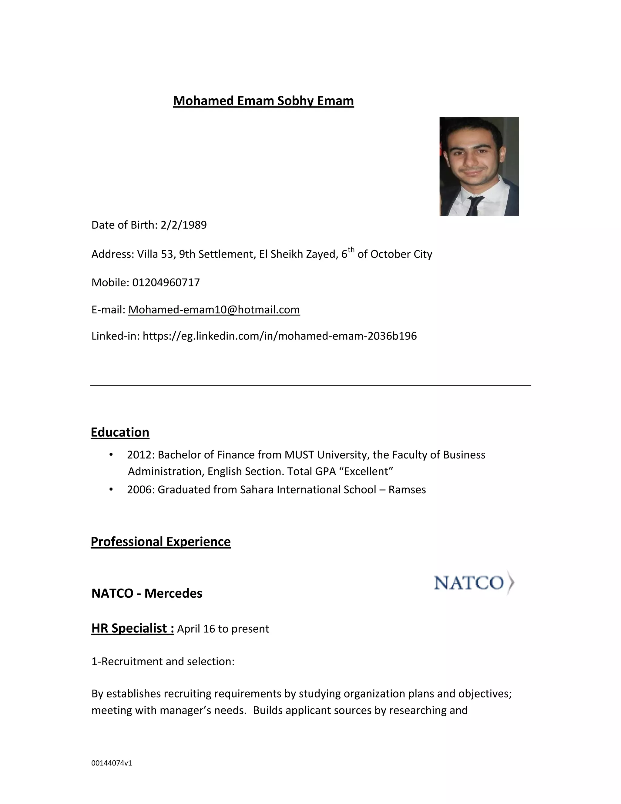 Mohamed Emam CV | PDF
