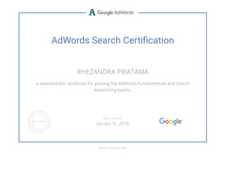 Google AdWords Certification - Rhezandra