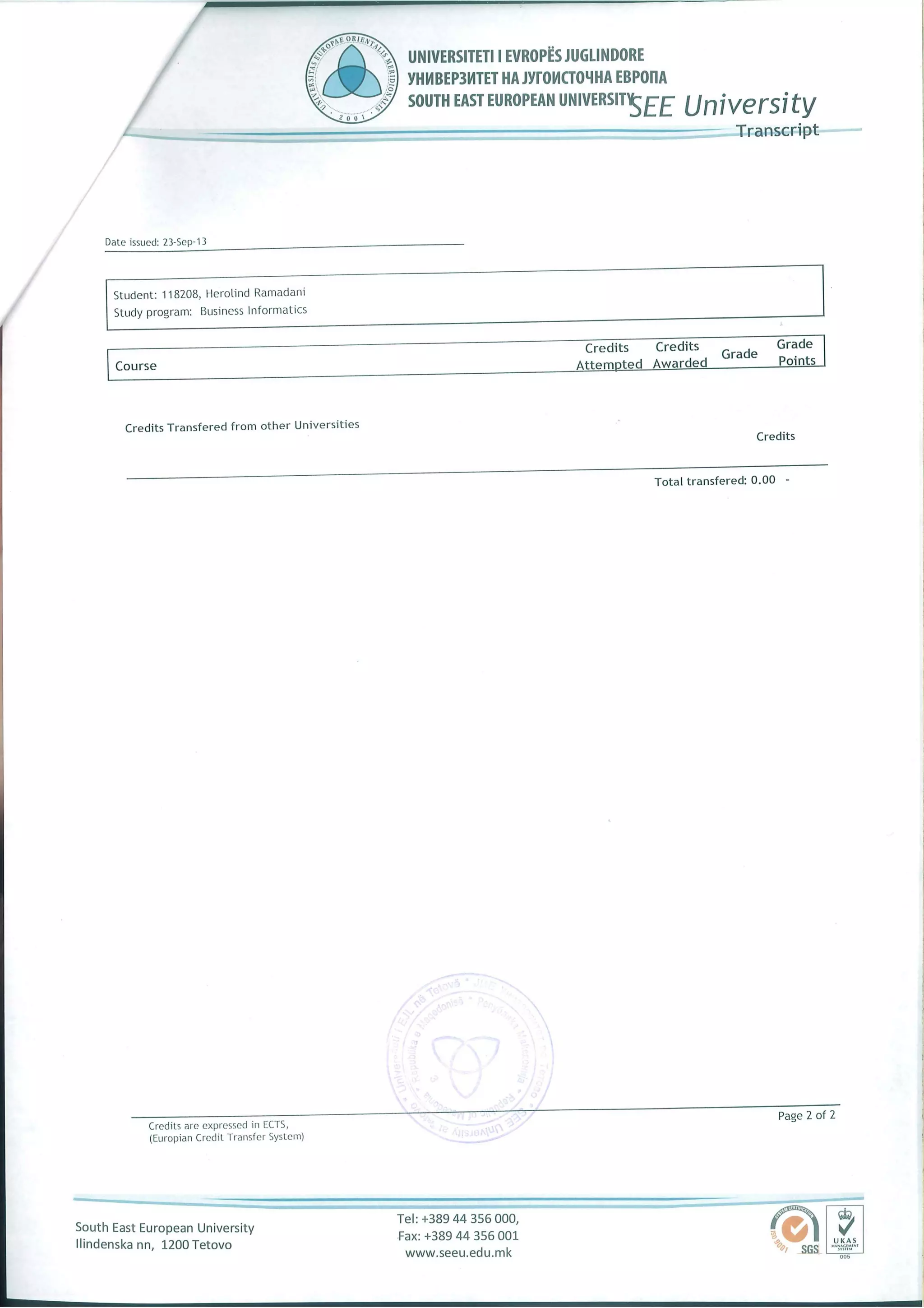 Transcript of results