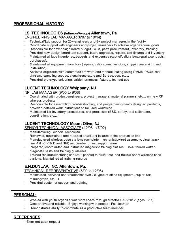 lab manager resumes