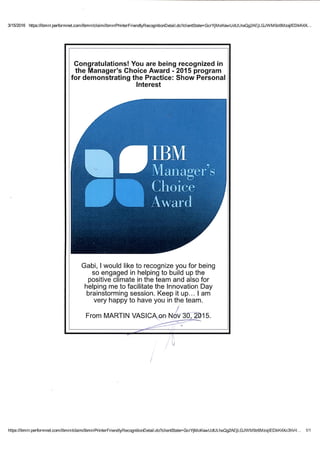 Managerial award IBM