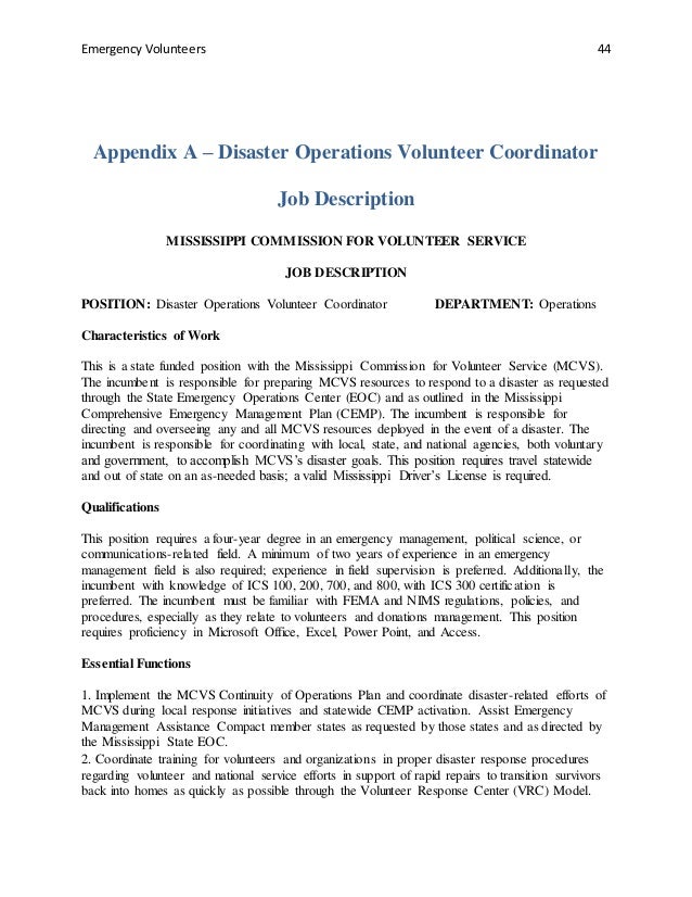 volunteering job description
