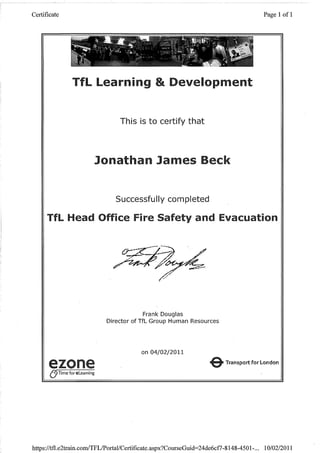 TfL Fire Safety and Evacuation