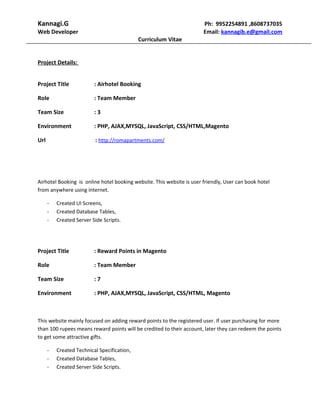 Kannagi Resume | PDF image.