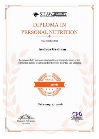Diploma of personal nutrition