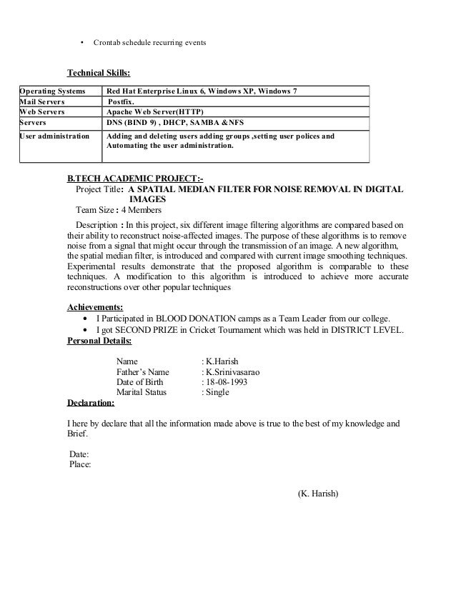 linux admin resume
