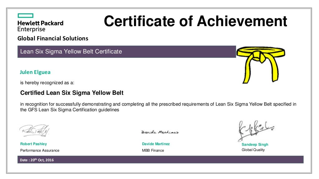 Yellow Belt Certificate - Julen Elguea