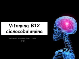 Vitamina B12
cianocobalamina
Escamilla Pacheco Alma Lucia
9° D
 