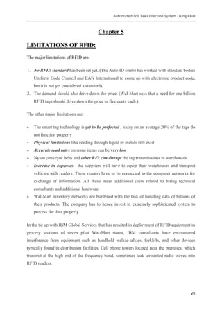 Project Report on automated toll tax collection system using rfid | PDF