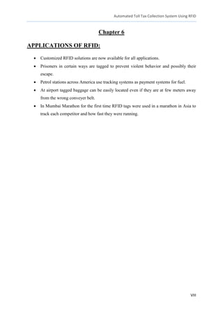 Project Report on automated toll tax collection system using rfid | PDF