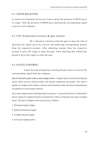 Project Report on automated toll tax collection system using rfid | PDF