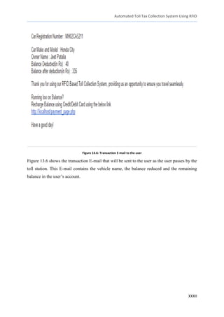 Project Report on automated toll tax collection system using rfid | PDF