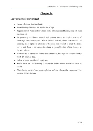 Project Report on automated toll tax collection system using rfid | PDF