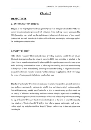 Project Report on automated toll tax collection system using rfid | PDF