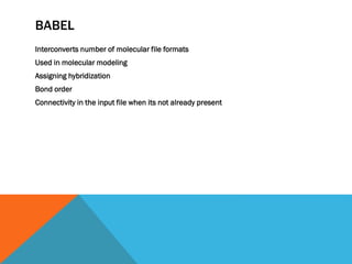 molecular file formats in bioinformatics | PPTX