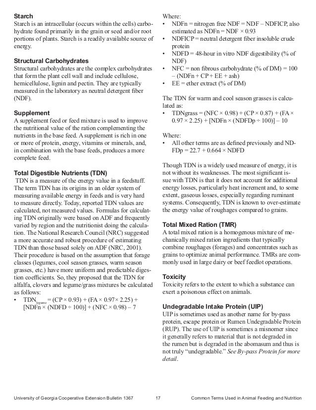 Common Terms Used in Animal Feeding and Nutrition
