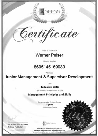 Junior Management & Supervisor Develpment