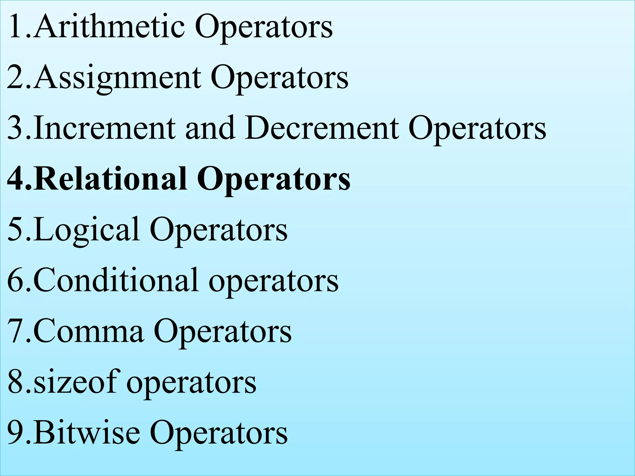 Relational operators | PPT | Free Download