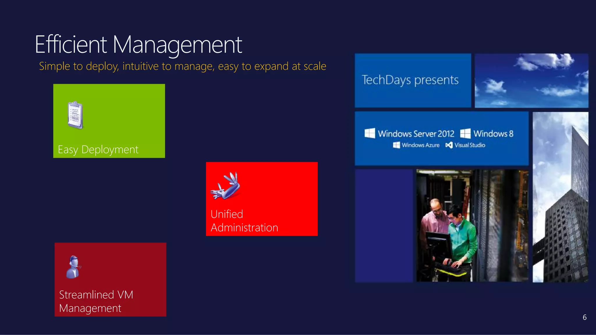 6
Simple to deploy, intuitive to manage, easy to expand at scale
Easy Deployment
Unified
Administration
Streamlined VM
Management
 
