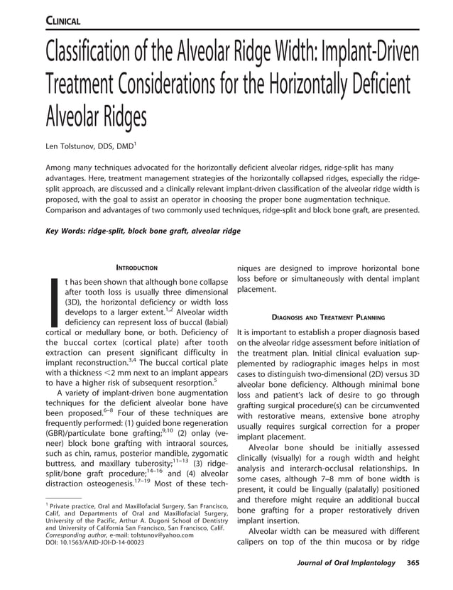 Classification of alveolar bone width | PDF | Bone and Joint Conditions ...