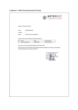 Lampiran 3 - Bukti Penerimaan Kerja Praktek
 