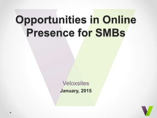 Opportunities in Online
Presence for SMBs
Veloxsites
January, 2015
 