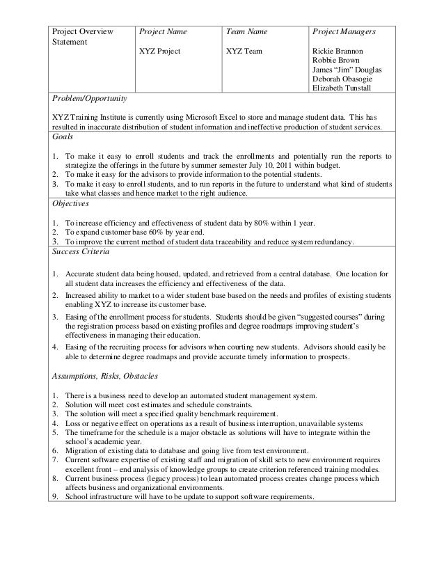 Project Overview Statement Pos