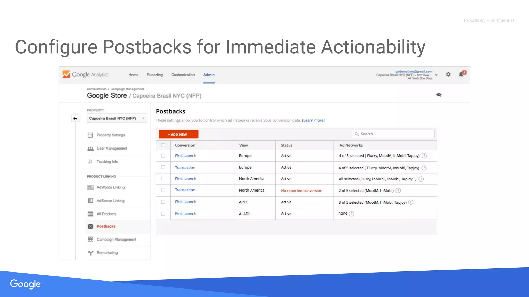 Proprietary + Confidential
Configure Postbacks for Immediate Actionability
 