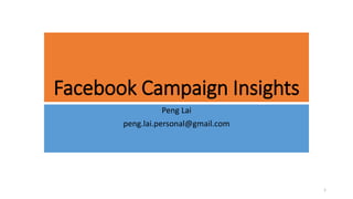 Facebook Campaign Insights
Peng Lai
peng.lai.personal@gmail.com
1
 
