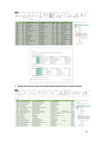 18
 Ajouter des colonnes à partir de la table Customer Bank Account à la table Customer
 