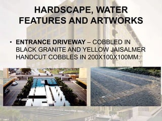 HARDSCAPE, WATER
FEATURES AND ARTWORKS
• LOTUS PAD CUT- WORK LATTICE IS WATER
JET CUT IN 50MM THICK BLACK GRANITE
AND IS F...