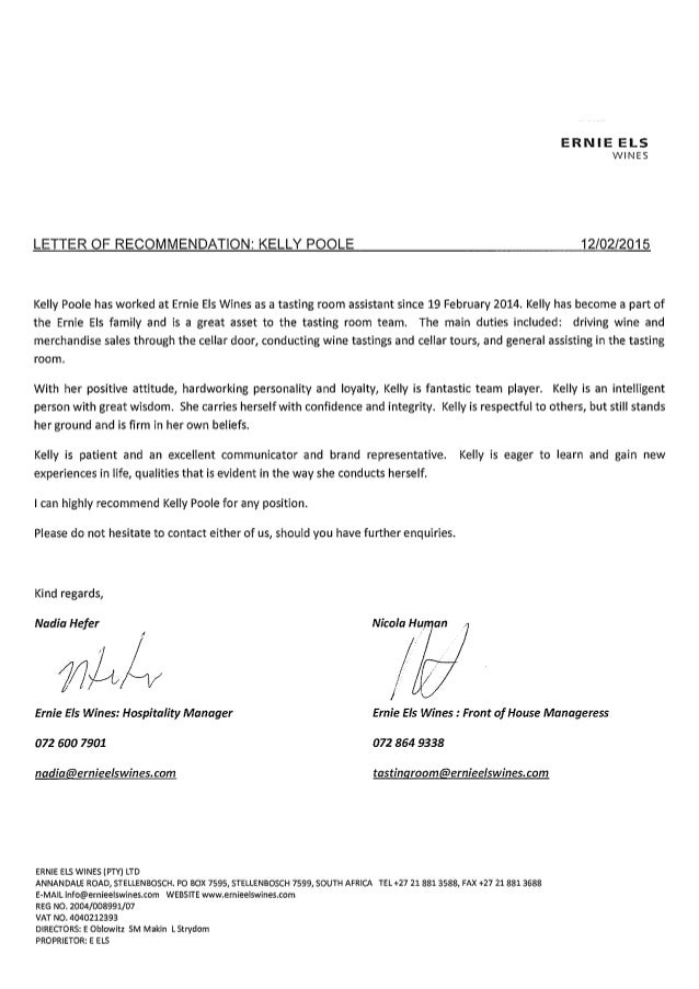 reference letter from employer at ernie els wines poole references letter from employer
