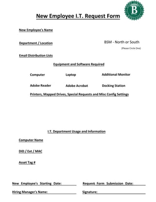 New Employee IT Request Form | PDF