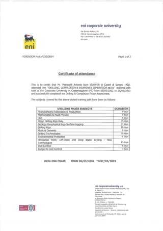 Petrocelli Antonio Certificate of Attendance