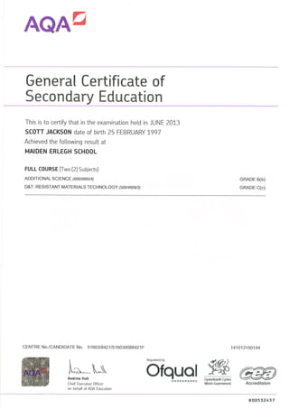 Scotts GCSE certificates