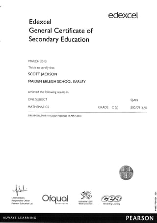 Scotts GCSE certificates