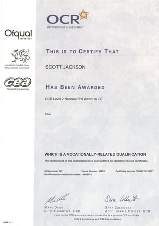Scotts GCSE certificates