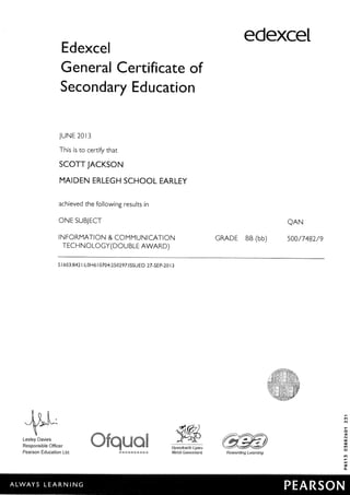 Scotts GCSE certificates