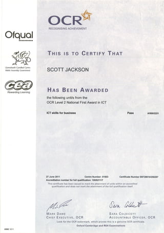 Scotts GCSE certificates