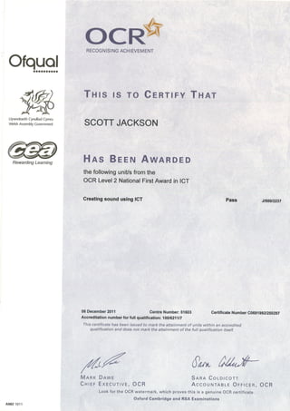 Scotts GCSE certificates