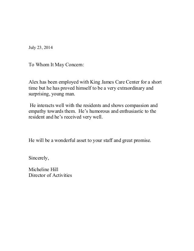 Sample Short Reference Letter