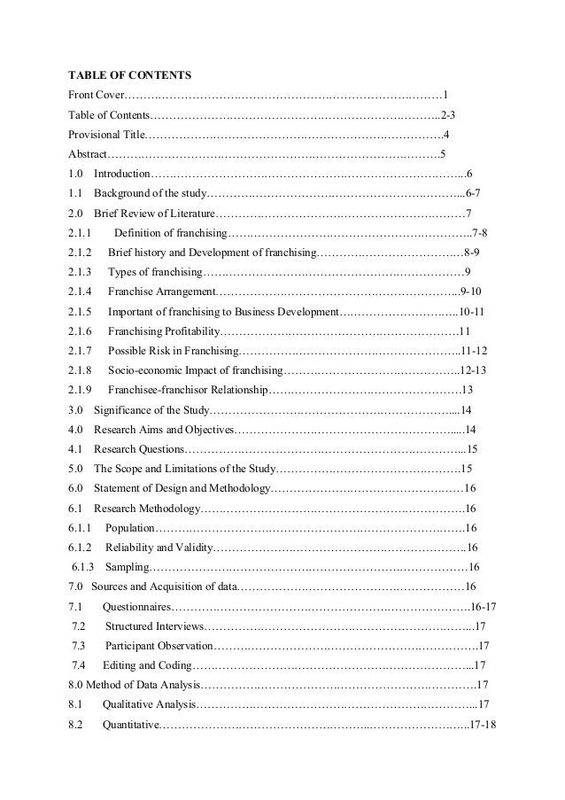 Franchising master thesis