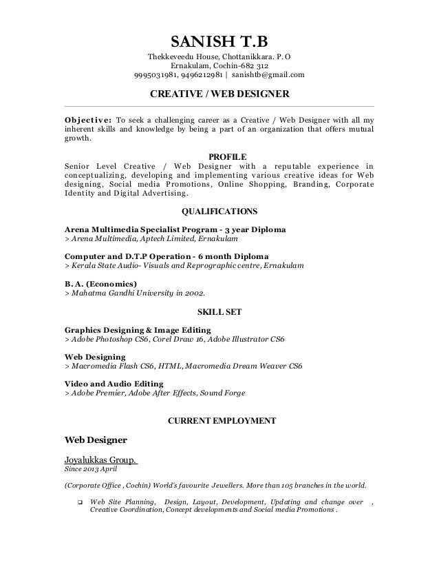web designer resume download