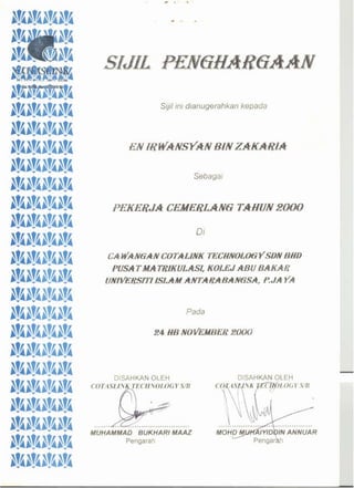 sijil COTAS