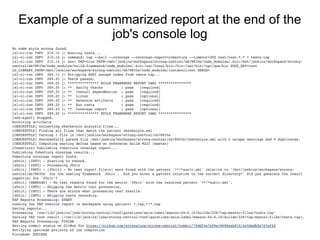 Example of a summarized report at the end of the
job's console log
 